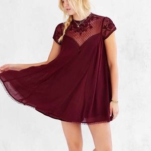 Kimchi Blue Lily Embellished Trapeze Dress maroon